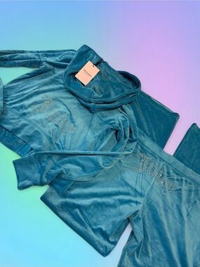 Juicy Couture Teal Velour OG Bling Bling Tracksuit